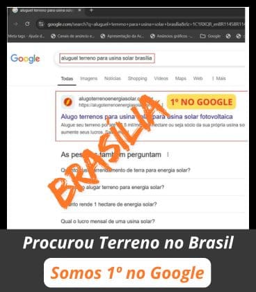 Terreno Brasília, primeiro lugar google