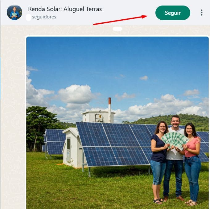 Canal whatsapp aluguel de terras para usina solar