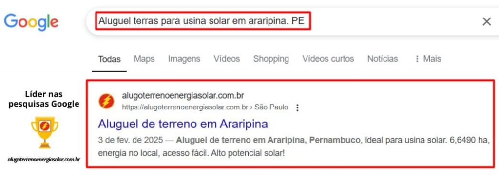 Terreno para alugar para usina solar em Araripina, PE