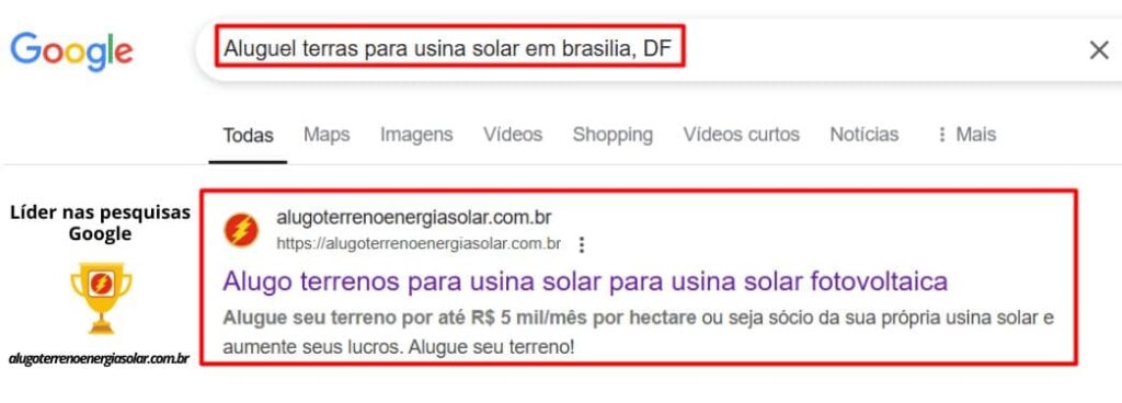 Terreno para alugar para usina solar em Brasília, DF