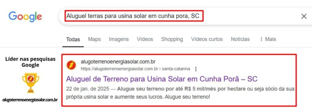 Terreno para alugar para usina solar em Cunha Porã, SC