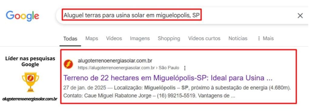 Terreno para alugar para usina solar em Miguelópolis, SP